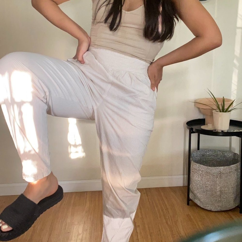 80's Soft Blush & White Striped Pants
